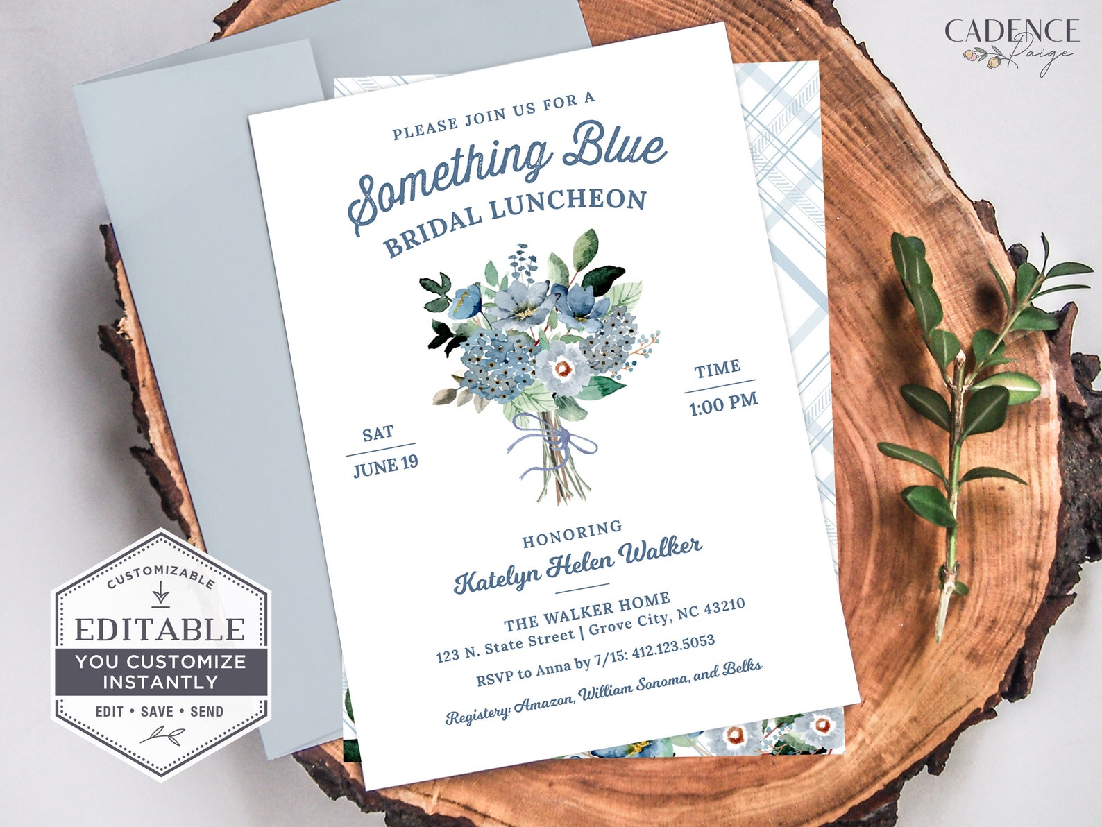 Something Blue Bridal Shower Invitation Dusty Blue Bridal Etsy