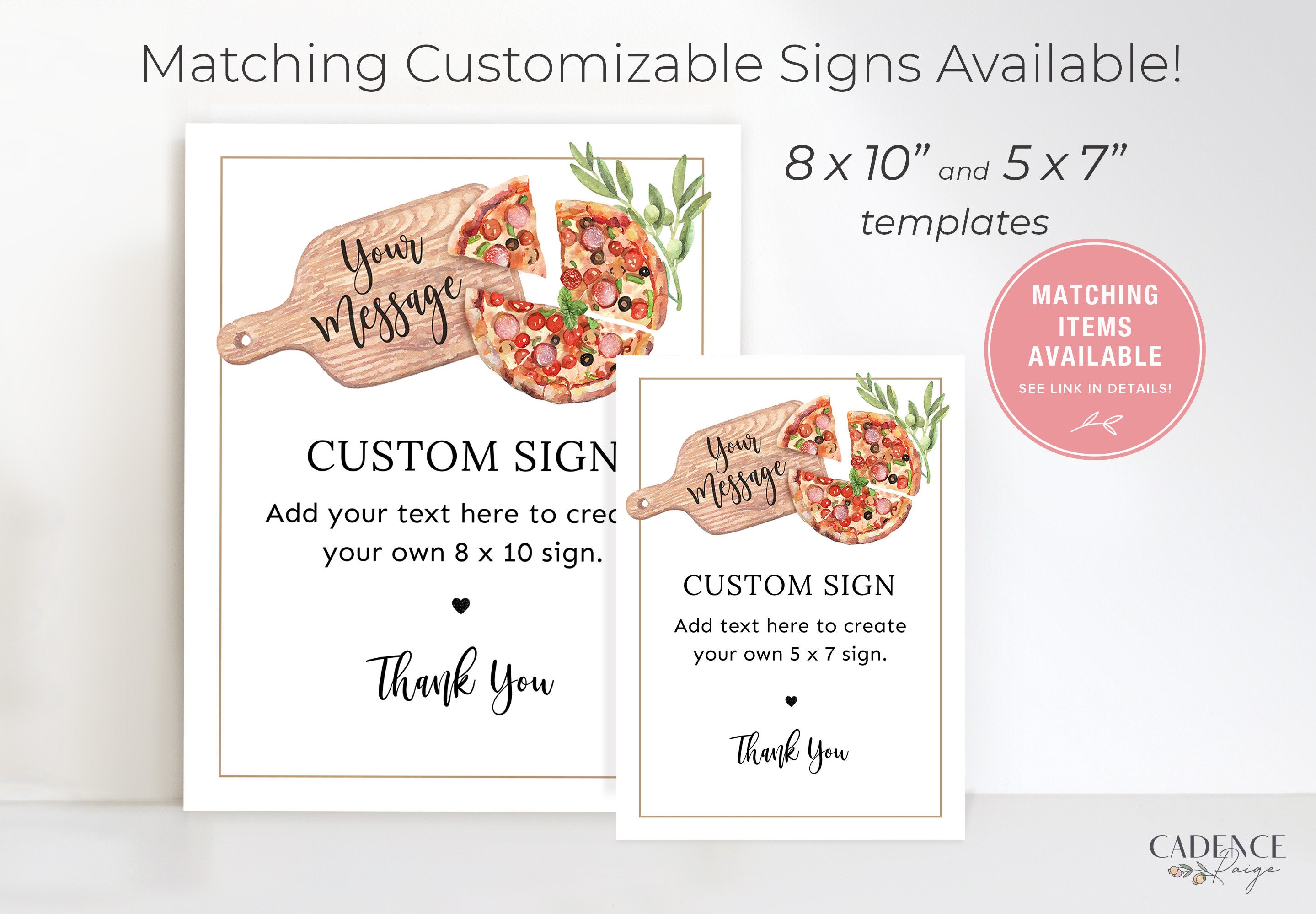 Pizza Bar Sign Template, Pizza Menu Sign, Italian Dinner Menu Sign ...
