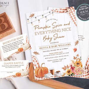 Pumpkin Spice Baby Shower Invitation, Fall Baby Shower Invitation, Autumn Baby Shower, Coffee Baby Shower, Gender Neutral, Printable, FQ2 image 9