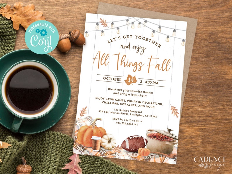 All Things Fall Invitation, Digital Fall Harvest Party Invitation, Neighborhood Fall Party Invite, Fall Celebration, DIY Printable Corjl image 9