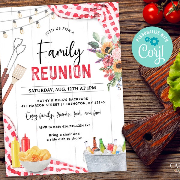 Family Reunion Invitation, Family Picnic Invitation, Reunion BBQ Invitation, Family Cookout Invite, Pool Party Invitation, Digital Printable