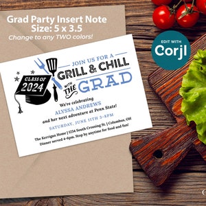 Graduation Party Insert Note for Grad Party Invite for Grill and Chill Cookout with the Grad, Extra Note for Graduation Party Invitation image 6