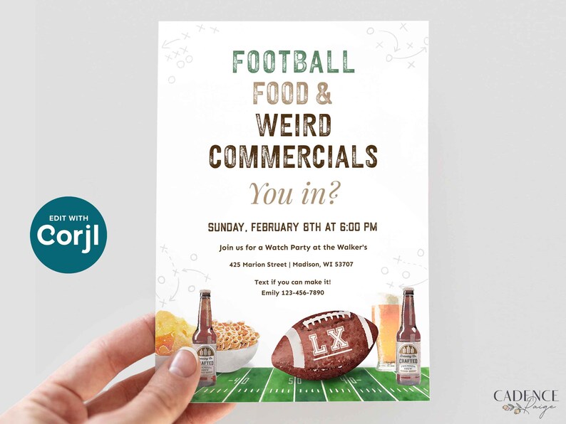 Football Watch Party Invitation, Editable Big Game Invite, Super Sunday Bowl Game (Digital) image 12