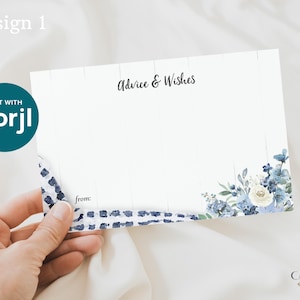 Advies- en wenskaarten voor I Do BBQ met blauw, blauwe BBQ-notitiekaarten, bruidsadvieskaarten, bijpassende I Do Bbq-kaarten, afdrukbare, bewerkbare BQDB