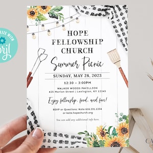Community Picnic Invitation Neighborhood Picnic Invitation Company Party Church Picnic Invitation Community Picnic BBQ Cookout DIY Printable