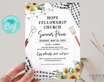 Community Picnic Invitation Neighborhood Picnic Invitation Company Party Church Picnic Invitation Community Picnic BBQ Cookout DIY Printable
