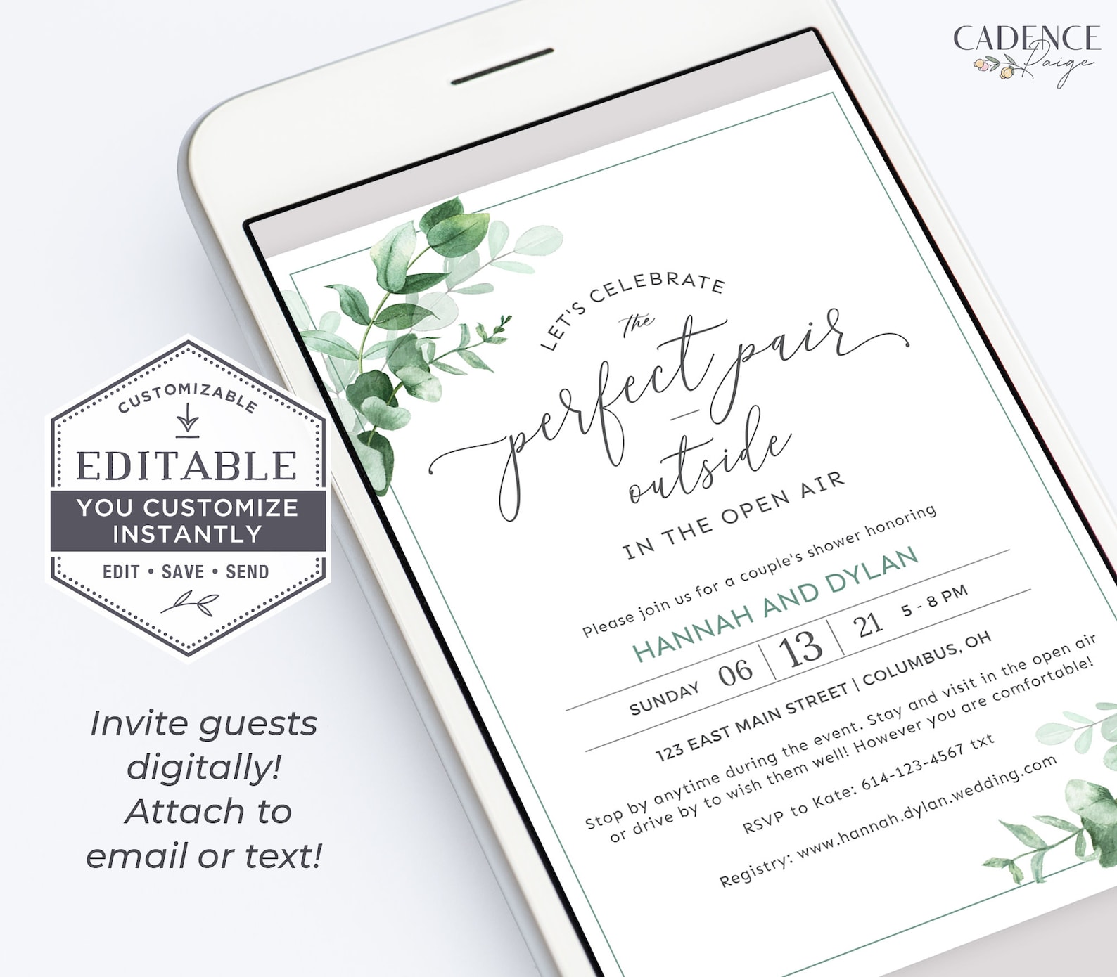 Drive by Couples Shower Invite Greenery Couples Shower Etsy