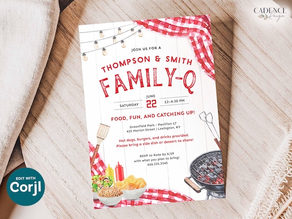 Family-Q Reunion Invitation: Summer BBQ Picnic (Digital Printable)