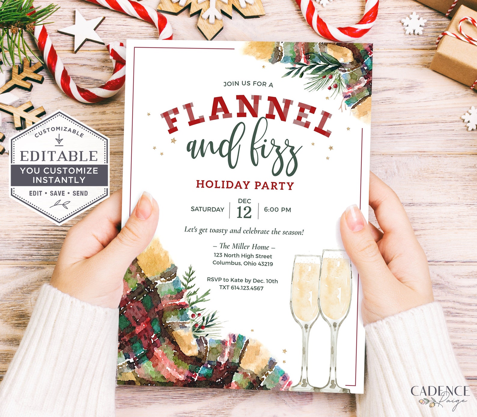 Flannel and Fizz Party Invite Christmas Party Invite Etsy