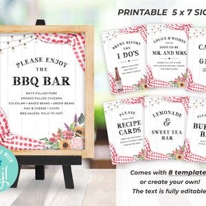 BBQ Shower Signs, BBQ Food Signs, I Do BBQ Table Signs, 5 x 7 Bridal Shower Signs, Couples Shower bbq Signs, Printable, Editable Signs, Q2