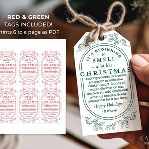 Christmas Potpourri Gift Tag | Simmer Pot Stovetop Potpourri Holiday Scents | Teacher Gift, Neighbor Gift, PRINTABLE DIY Editable Template image 3