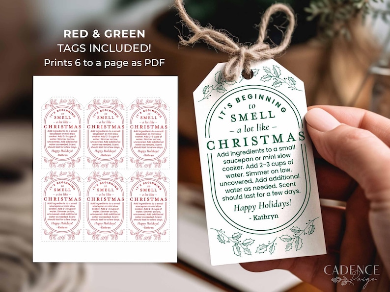 Christmas Potpourri Gift Tag | Simmer Pot Stovetop Potpourri Holiday Scents | Teacher Gift, Neighbor Gift, PRINTABLE DIY Editable Template image 3