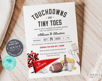Football Baby Shower Invitation, Tailgate Baby Shower Invite, Coed Baby Shower, Football Baby Sprinkle Invitation, Touchdowns, Printable DIY