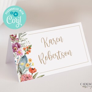 Wildflower Place Cards, Mother's Day Brunch Place Cards, Customizable Food Cards, Custom Name Cards, Printable, DIY, EDITABLE, Corjl, W3 image 5