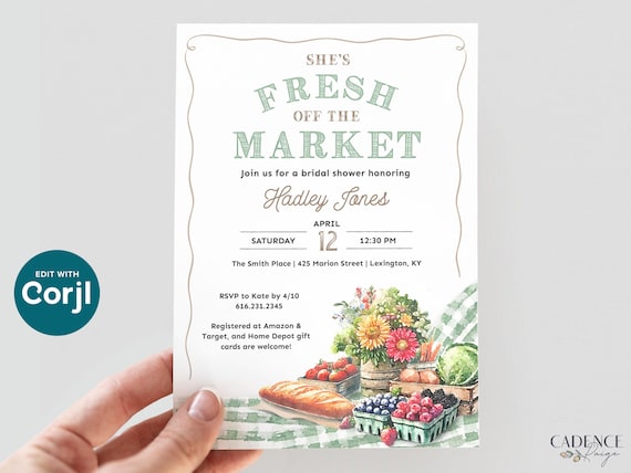 Farmers Market Bridal Shower Invitation: Fresh Off the Market Theme (Digital)