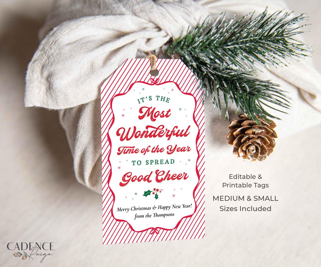 Editable Christmas Gift Tag Template, Holiday Printable Tag ...