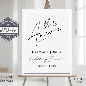 Amore Welcome Sign, Italian Rehearsal Dinner Welcome Sign, Pizza Welcome Poster, Italian Themed Bridal Shower Sign, Printable Sign, Corjl