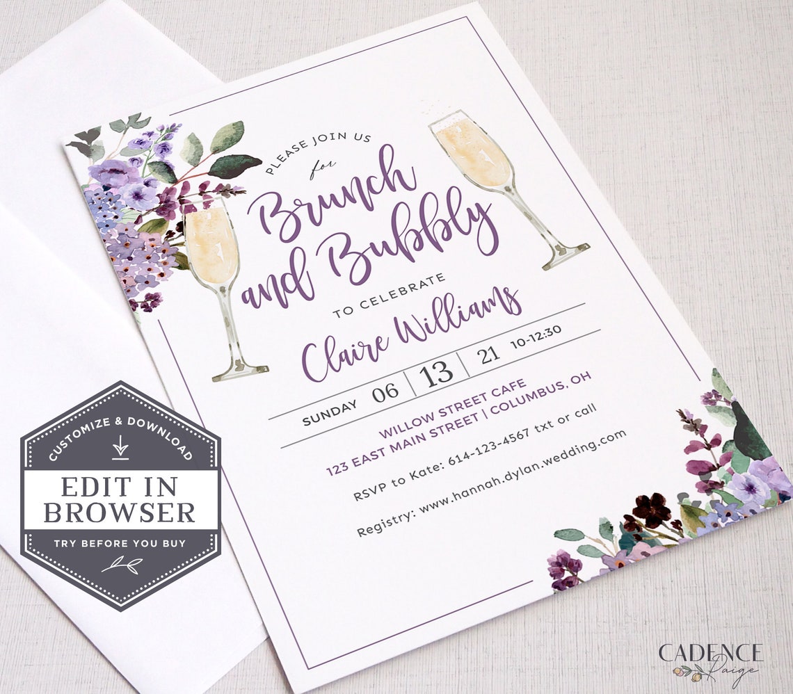 Brunch and Bubbly Bridal Shower Invitation Open House Bridal Etsy