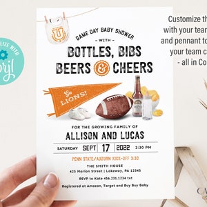 Football Baby Shower Invitation, Tailgate Baby Shower Invite, Coed Baby Shower Invite, College Football Party Invitation, Bash,Printable DIY