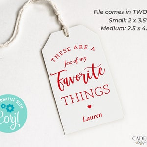 Favorite Things Gift Tag, Favorite Things Favor, Printable Holiday Gift ...