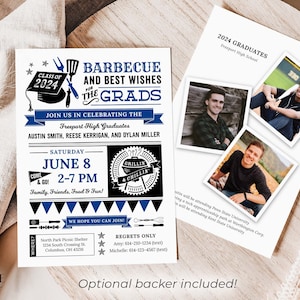 Group Graduation Party Invite for Multiple Grads BBQ Graduation Party for Twins Grad Party for group Backyard Printable Send Digitally G2