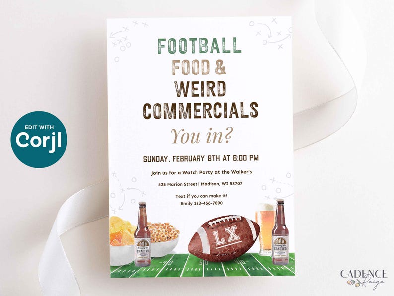 Football Watch Party Invitation, Editable Big Game Invite, Super Sunday Bowl Game (Digital) image 14