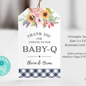 Navy Baby-Q Favor Tags, BBQ Baby Shower Favor Tags, Printable BabyQ Tags, Baby Shower Barbecue, Baby Boy Favor Tags, EDITABLE, Corjl, BQN