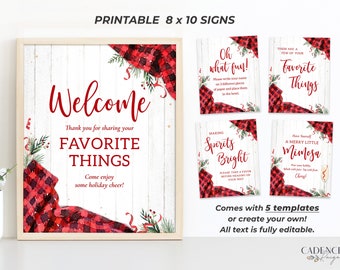 Favorite Things Party Signs, Favorite Things Party Decor, 8 x 10 Holiday Signs, Buffalo Plaid Decor, Holiday Brunch, Printable Corjl, BP