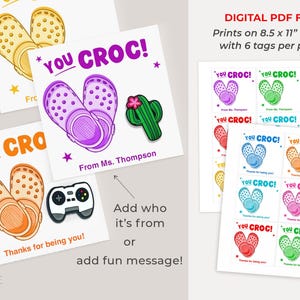 Etiqueta de presente para estudantes You Croc, etiqueta de pingente de sapato, etiqueta de agradecimento ao aluno, recompensa excelente para alunos, etiquetas de presente para professores para impressão PDF Digital