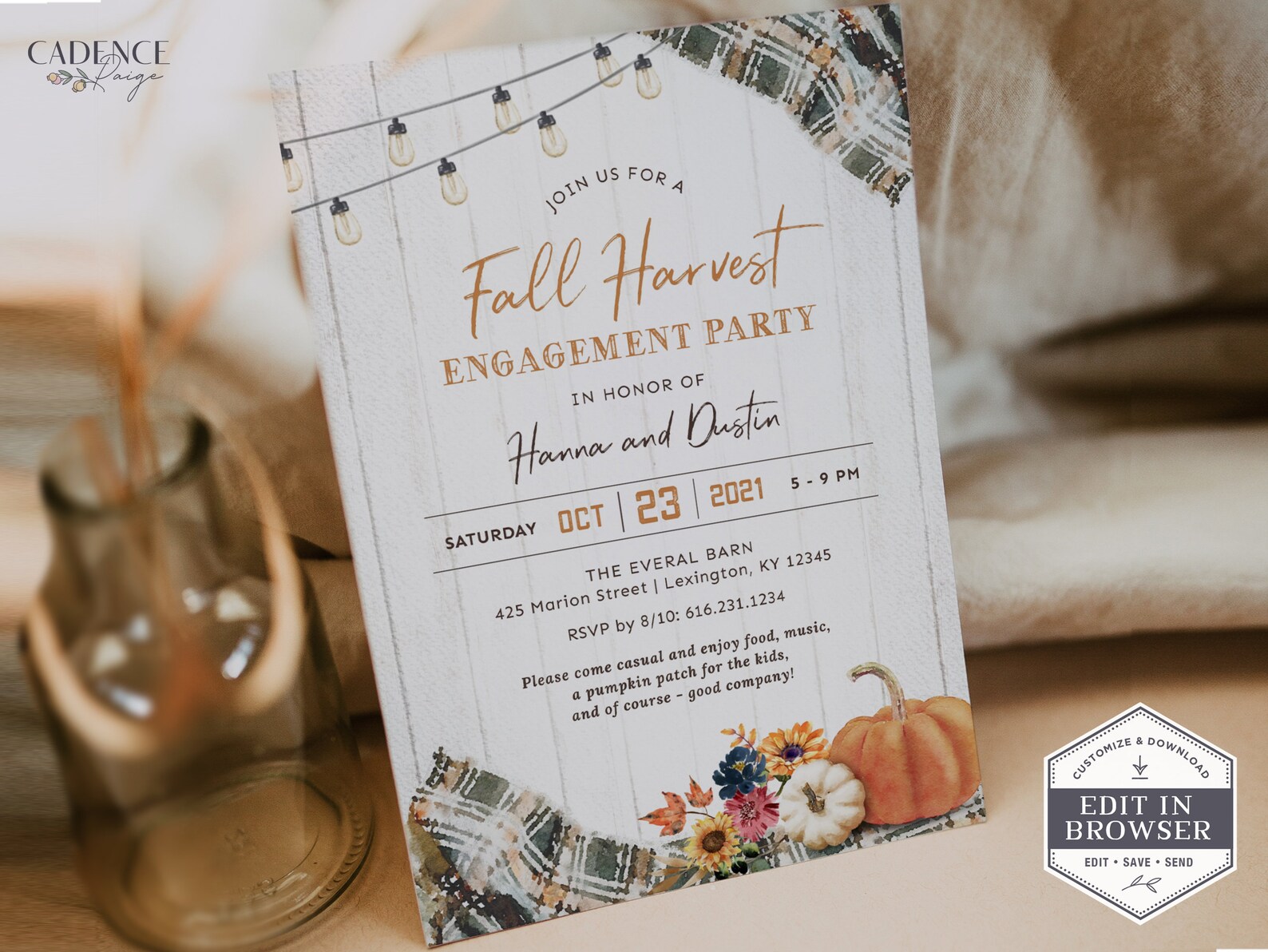 Fall Engagement Party Invitation Fall Harvest Couple's Etsy