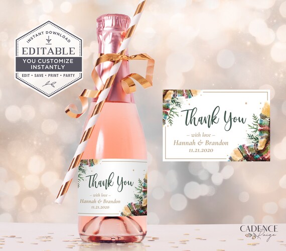 Mini Champagne Labels Printable Bottle Labels Flannel &amp; Fizz | Etsy