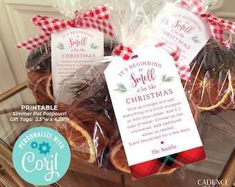 Editable Stovetop Potpourri Gift Tag, Christmas Scents, Holiday Scents, Teacher Gift, Neighbor Gift, Instant Download, DIY, EDITABLE, Corjl