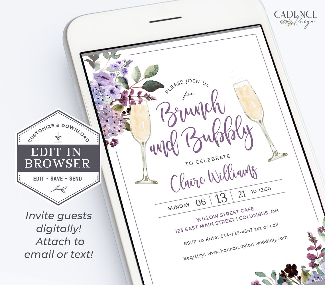 Brunch and Bubbly Bridal Shower Invitation Open House Bridal Etsy