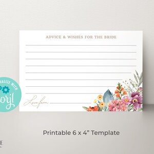 Advice and Wishes for the Bride Cards, Wildflower Bridal Note Cards ...