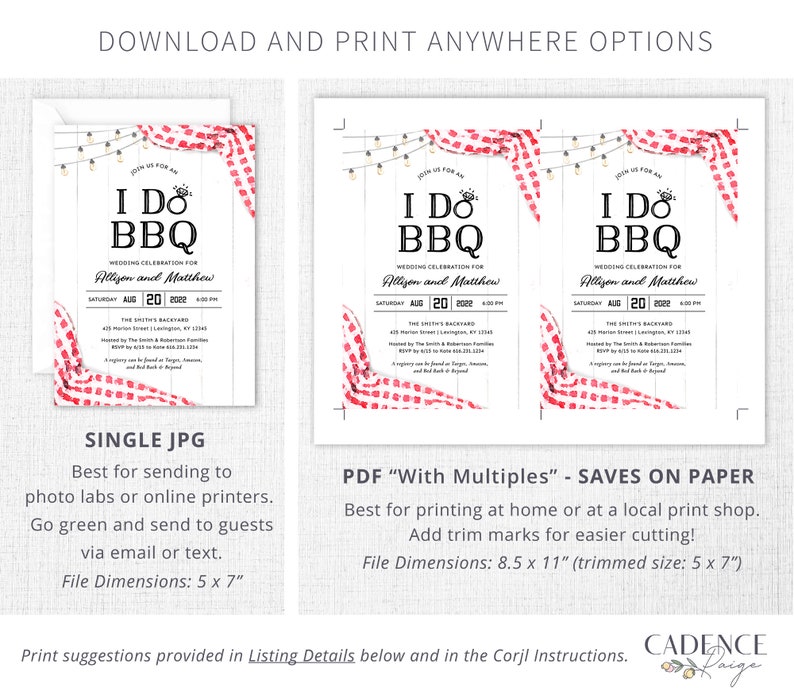 I Do BBQ Invitation, BBQ Couples Shower Invitation, bbq rehearsal dinner invitation, I Do BBQ Couple's Shower Invite, Printable, A22, Q2 image 6