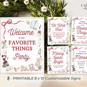 Favorite Things Party Signs, Favorite Things Party Decor, 8 x 10 Holiday Signs, Mimosa Sign, Welcome Sign, Holiday Brunch, Printable Corjl