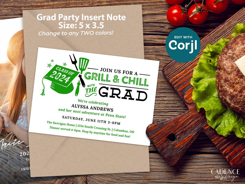 Graduation Party Insert Note for Grad Party Invite for Grill and Chill Cookout with the Grad, Extra Note for Graduation Party Invitation image 8