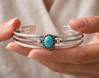 ターコイズママカフ：スターリングシルバーバングル、6インチ - Etsy 日本