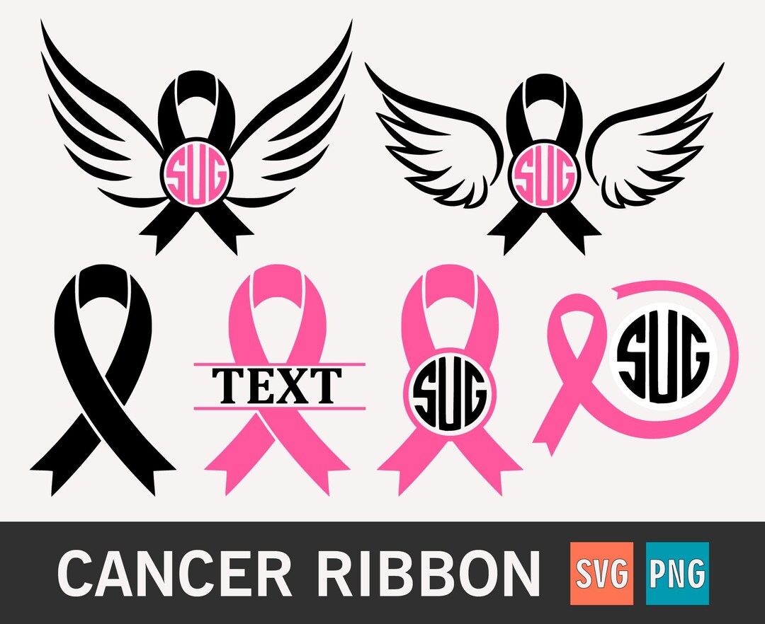 Cancer Ribbon Svg Monogram Cancer Ribbon Svg Pink Cancer Ribbon Svg ...
