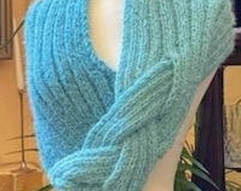 Braided Shawl Pattern, beginner knitter, instant download, easy cowl.