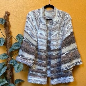 Sale ! Cardigan Knitting  pattern.  Bell  sleeves,   Size S, M , L,  XL  Chunky ,  Confortable. English