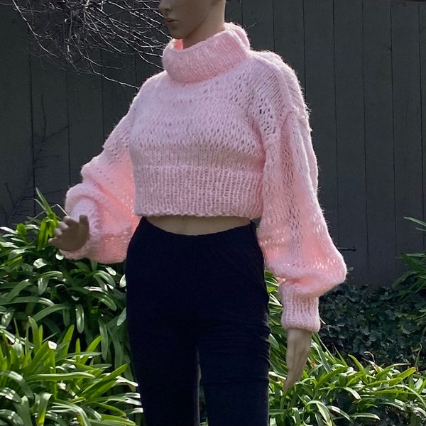 Cropped Sweater knitting  pattern. Mohair sweater pattern . Size S, M  Thick, Oversized, Comfortable. English
