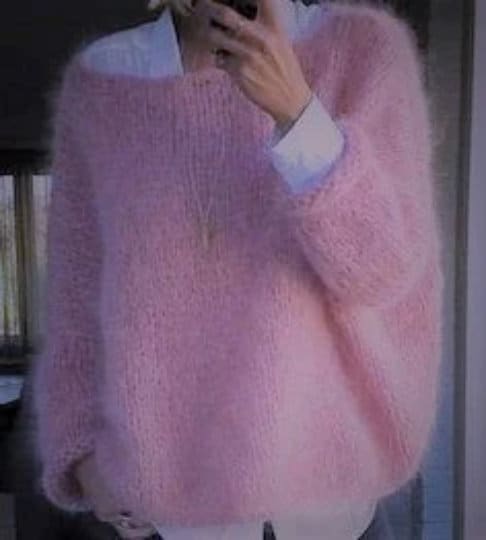 Pull Rose Laine Et Angora - Taille L - Marque Boutique Parisienne - Occasion Très Bon état