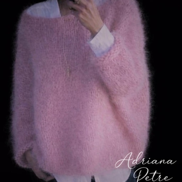 Mohair Sweater Knitting Pattern: Easy Beginner (English, German, French)