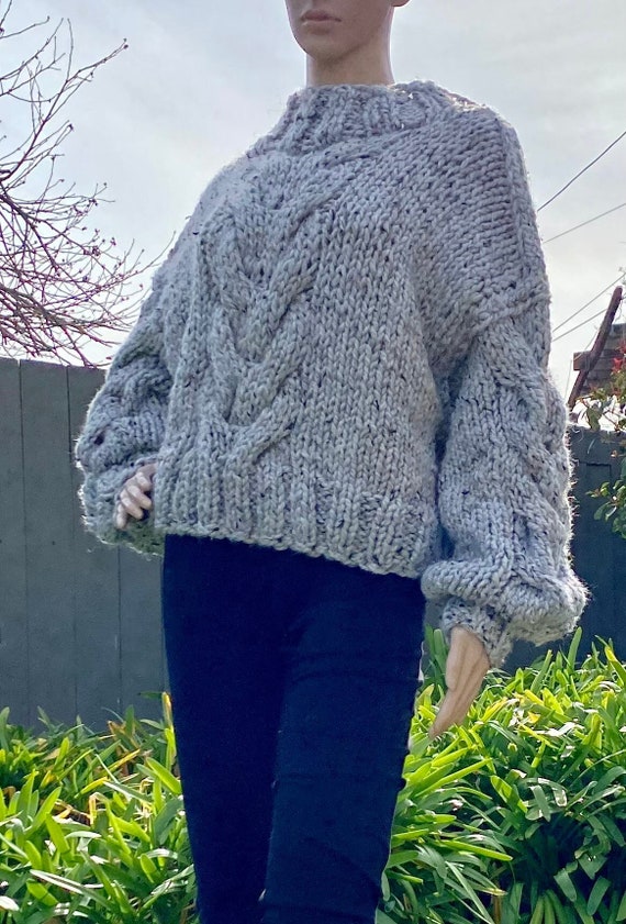 セーター編み図。オーバーサイズケーブル編み図。初心者向け（PDF