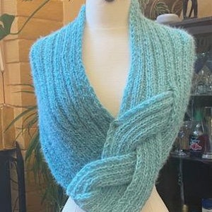 Braided shawl, Hand knitted wrap, women shawl.