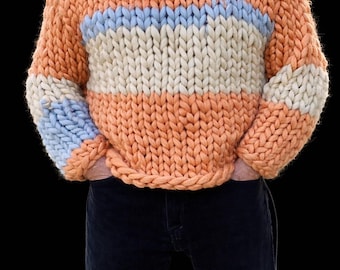 Men's Chunky Knit Sweater Pattern: Oversized Design (PDF Pattern)