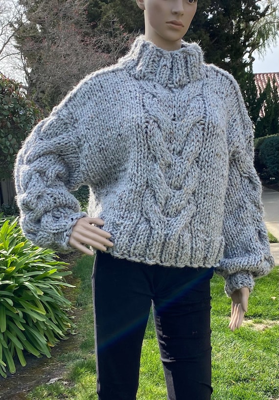 セーター編み図。オーバーサイズケーブル編み図。初心者向け（PDF