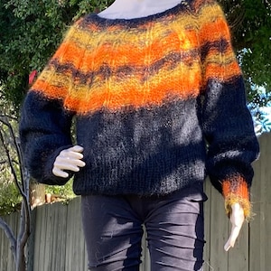 SALE. Ribbed yoke  Jumper.  knitting pattern . Mohair  pattern . Size S, M , L,  XL  English