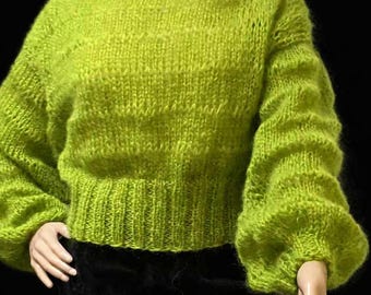 Patrón de suéter tejido. Patrón de jersey de mohair. Tallas S, M, L, XL. Grueso y cómodo. Inglés.